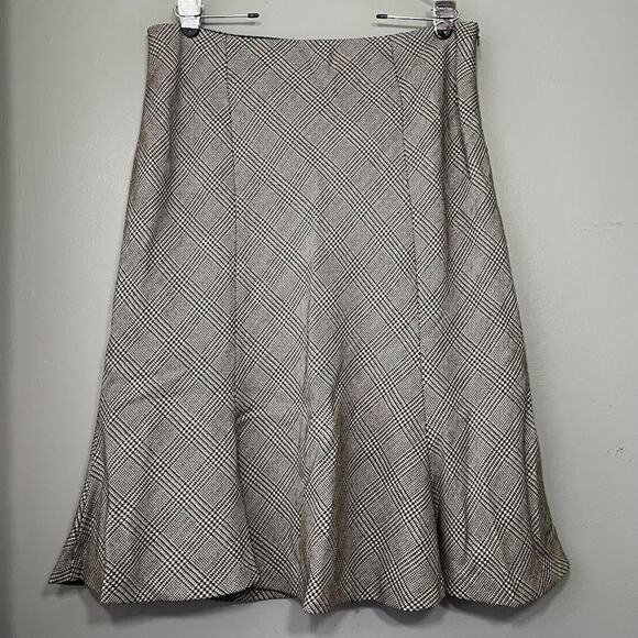 Chaps Size 16 Houndstooth Wool Flare Skirt Office Academia Y2K Twee Equestrian - Picture 1 of 10